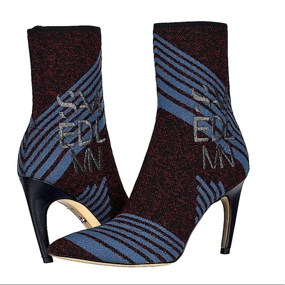 NWT Sam Edelman Fenya Embroidered logo sock booties heels womens size 5 - Picture 7 of 11